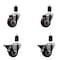Service Caster 3'' Maroon Poly Wheel Swivel 1-1/2'' Expanding Stem Caster Set 2 Brakes, 4PK SCC-EX20S314-PPUB-MRN-2-PLB-2-112 - alternate 1